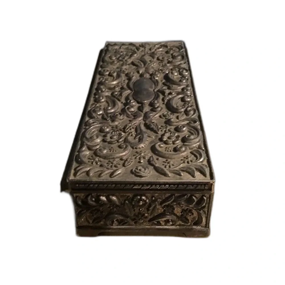 Vintage Godinger Silver Plated Jewelry Box with Floral Repoussé & Velvet Lining